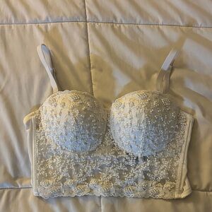 Windsor Floral Lace Bustier in Cream